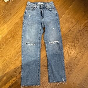 Garage Light Blue Ripped Straight Leg Jeans